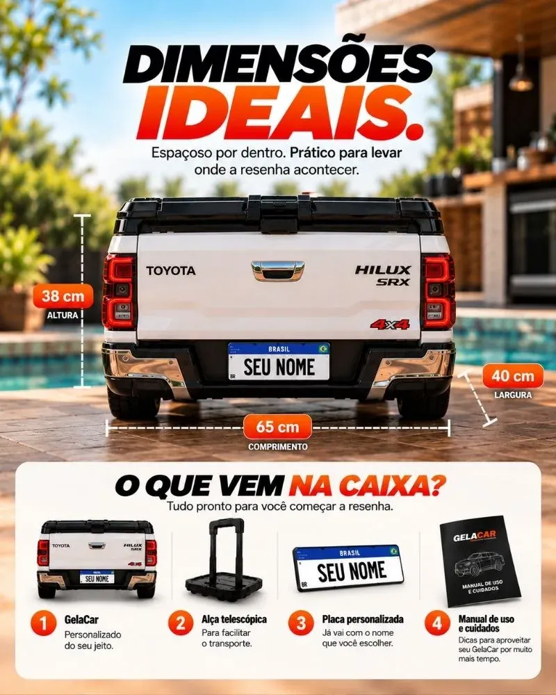 Dimensões e conteúdo da caixa do Truck Chill